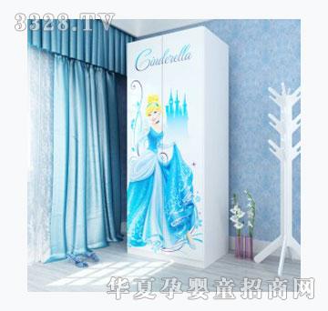 酷漫居迪士尼灰姑娘浪漫水晶鞋兒童兩門衣柜