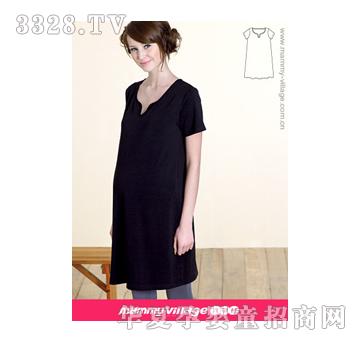 六甲村居家短袖孕婦洋裝百搭黑(春夏裝)