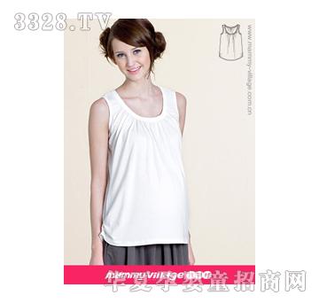 六甲村抓縐背心孕婦上衣極簡白(春夏裝)